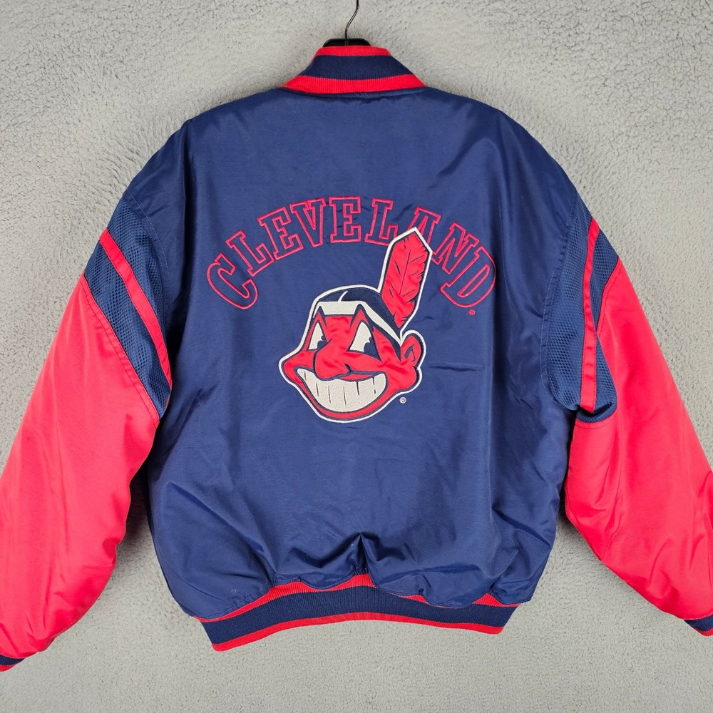 Mirage Jacket Mens M Blue Cleveland Indians Chief Wahoo Bomber MLB Vintage 90s